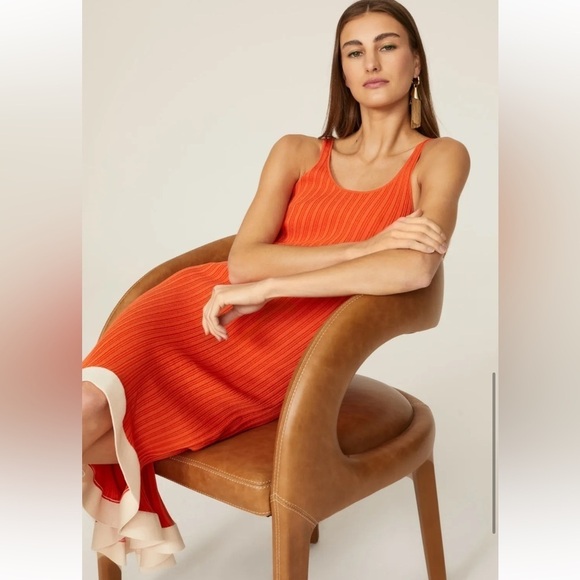 Esteban Cortazar Collective Orange Ribbed RTR Mini Tank Dress SIZE XS - Picture 5 of 16